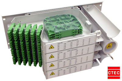 Hinged ODF- 19" 4U Rear Mount, 4 Trays